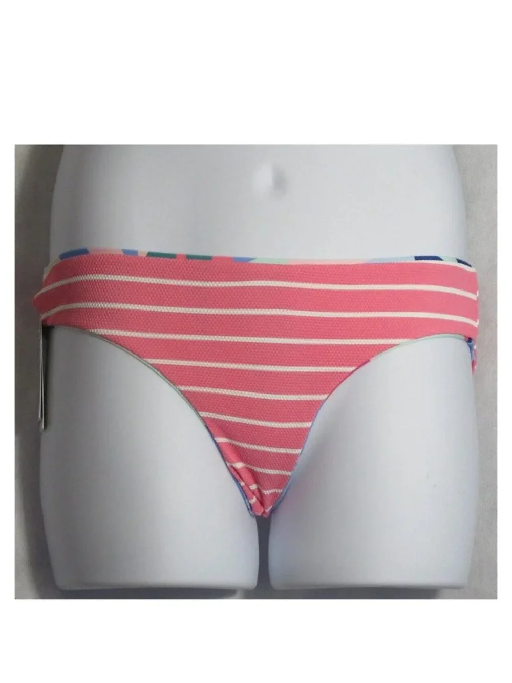 Michael Kors Women's Reversible Bikini Swim Bottom, Pink Stripe / Colorblock, M